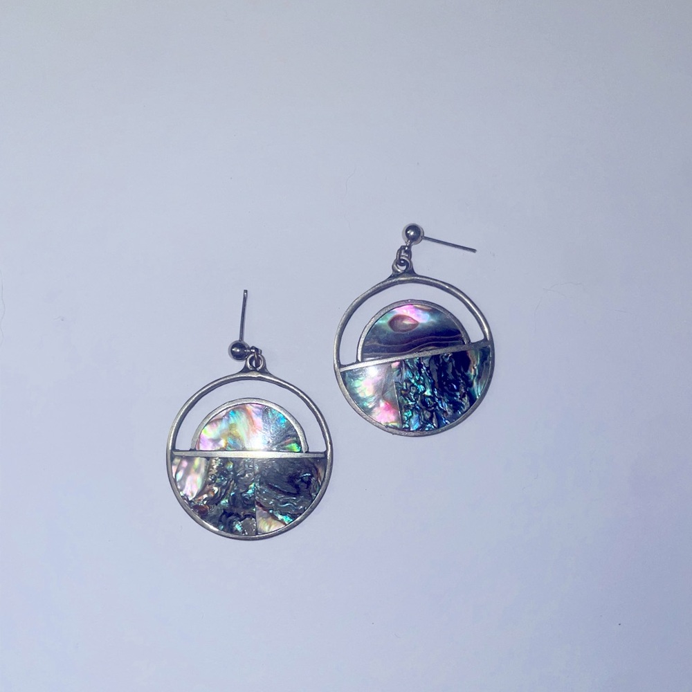 Vintage seashell 925 sterling silver earrings